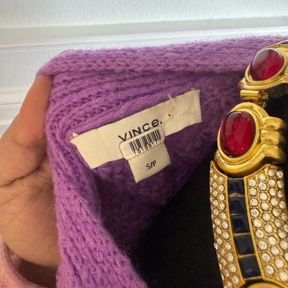 VINCE. 
Sculpted Sleeve Cardigan - Lavender Knit Women's Sweater - Picture 7 of 11